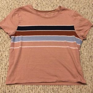 Tan, Brown, and Blue Crop Top